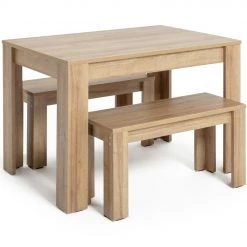Free Shipping - Habitat Miami Oak Effect Dining Table & 2 Benches Space Saving Dining Sets