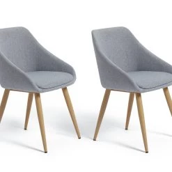 On Sale - Habitat Skandi Pair Of Fabric Dining Chairs Grey Furniture