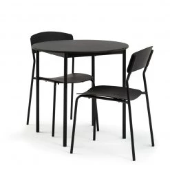 The Surprise Price - Habitat Stella Wood Effect Dining Table & 2 Black Chairs Dining Room Sets