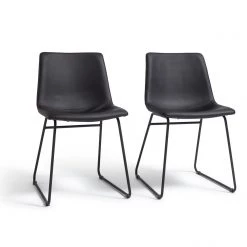 The Surprise Price - Habitat Joey Pair Of Faux Leather Dining Chairs Black Furniture
