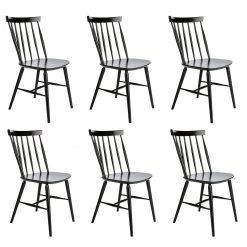 Flash Sale - Habitat 6 Talia 6 Solid Wood Dining Chairs Black Furniture