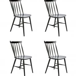 Shipping Included - Habitat Talia 4 Solid Wood Dining Chairs Black Dining Chairs And Benches