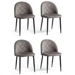Free Shipping - Habitat 4 Imogen Velvet Dining Chairs Grey Furniture