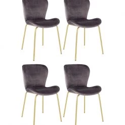 Flash Sale - Habitat 4 Etta Velvet Dining Chairs Grey Dining Chairs And Benches