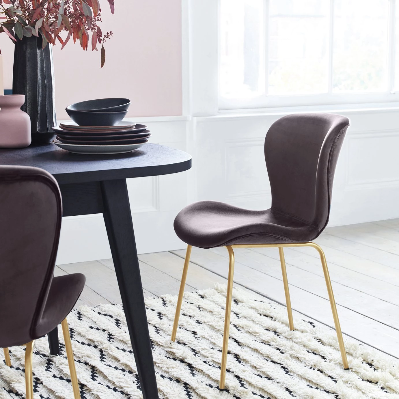 Flash Sale - Habitat 4 Etta Velvet Dining Chairs Grey Dining Chairs And Benches 4 Flash Sale - Habitat 4 Etta Velvet Dining Chairs Grey Dining Chairs And Benches - Image 2