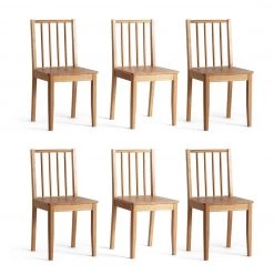 Flash Sale - Habitat 6 Nel Solid Wood Spindle Chairs Oak Dining Chairs And Benches