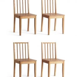On Sale - Habitat 4 Nel Solid Wood Spindle Chairs Oak Dining Chairs And Benches