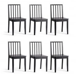 Discount - Habitat 6 Nel Solid Wood Spindle Chairs Black Furniture