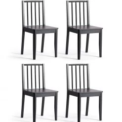 Best Price - Habitat 4 Nel Solid Wood Spindle Chairs Black Furniture