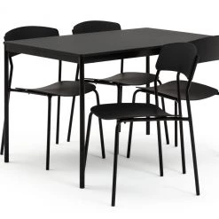The Surprise Price - Habitat Stella Wood Effect Dining Table & 4 Black Chairs Dining Room Sets