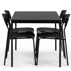 The Surprise Price - Habitat Stella Wood Effect Dining Table & 4 Black Chairs Dining Room Sets -Dining Sales Shop unnamed file 205