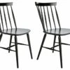 Flash Sale - Habitat Talia Pair Of Solid Wood Dining Chairs Black Dining Chairs And Benches
