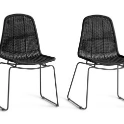 Best Price - Habitat Mickey Pair Of Fabric Dining Chairs Black Dining Chairs And Benches