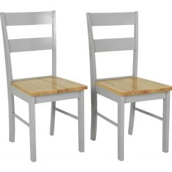 Free Shipping - Habitat Chicago Pair Of Solid Wood Dining Chair Grey & Oak Furniture
