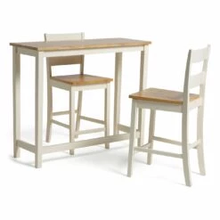 On Sale - Habitat Chicago Solid Wood Bar Table & 2 Two Tone Stools Space Saving Dining Sets