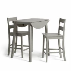 On Sale - Habitat Chicago Extending Bar Table & 2 Stools Grey Furniture