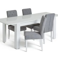 Shipping Included - Habitat Miami Extending Table & 4 Button Chairs Grey Furniture
