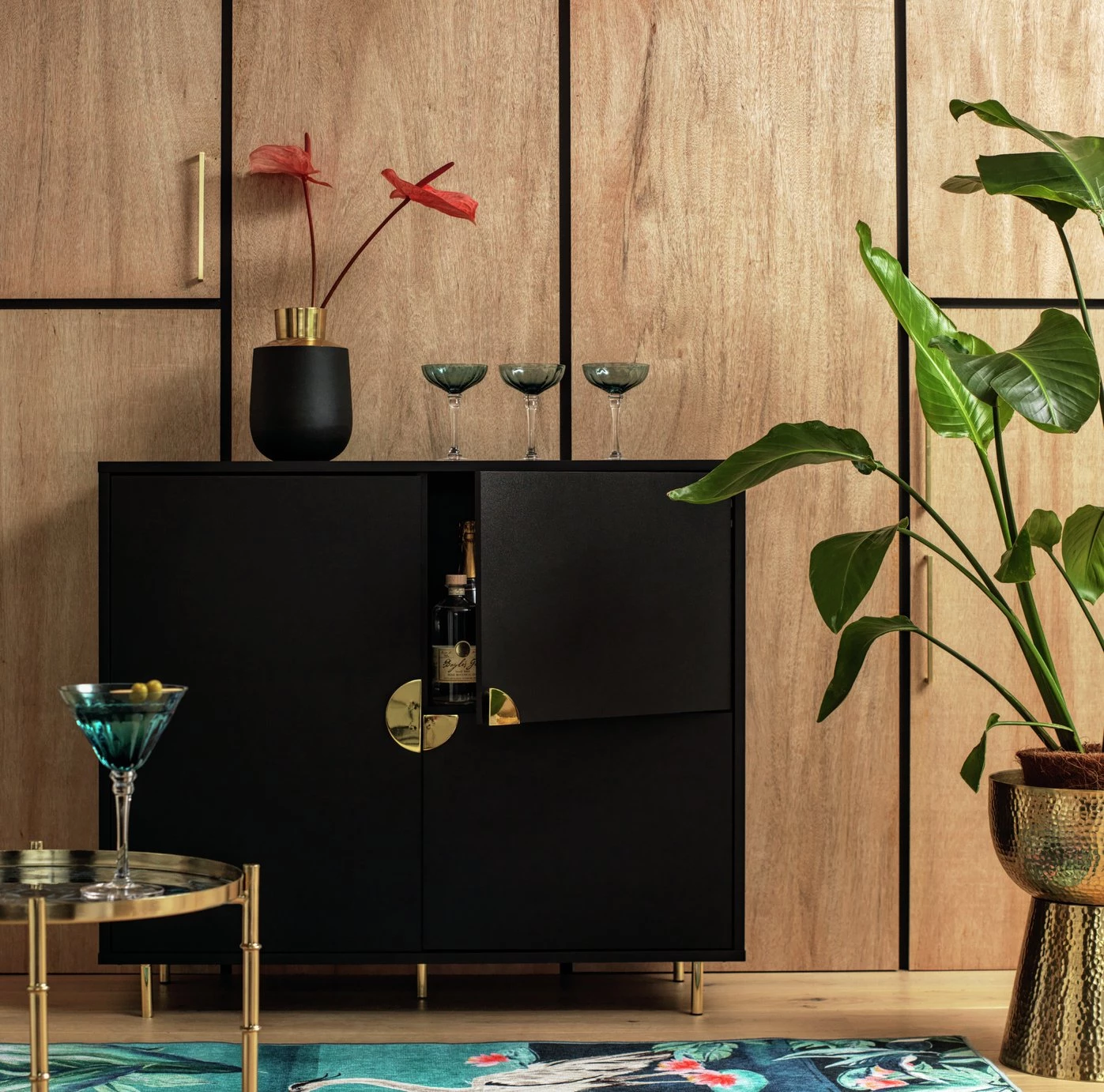 The Surprise Price - Habitat Nara 3 Door Drinks Cabinet Black Sideboards 2 The Surprise Price - Habitat Nara 3 Door Drinks Cabinet Black Sideboards - Image 2