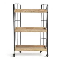 Best Price - Habitat Kai Wood Drinks Trolley Black & Mango Kitchen Accessories