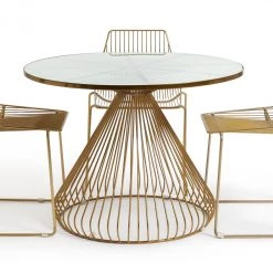 The Surprise Price - Habitat Huxley Metal Dining Table And 4 Brass Chairs Dining Room Sets -Dining Sales Shop unnamed file 253