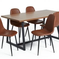 The Surprise Price - Habitat Nomad Oak Dining Table And 6 Beni Tan Chairs Dining Room Sets