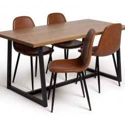 Best Price - Habitat Nomad Wood Dining Table & 4 Beni Tan Chairs Furniture
