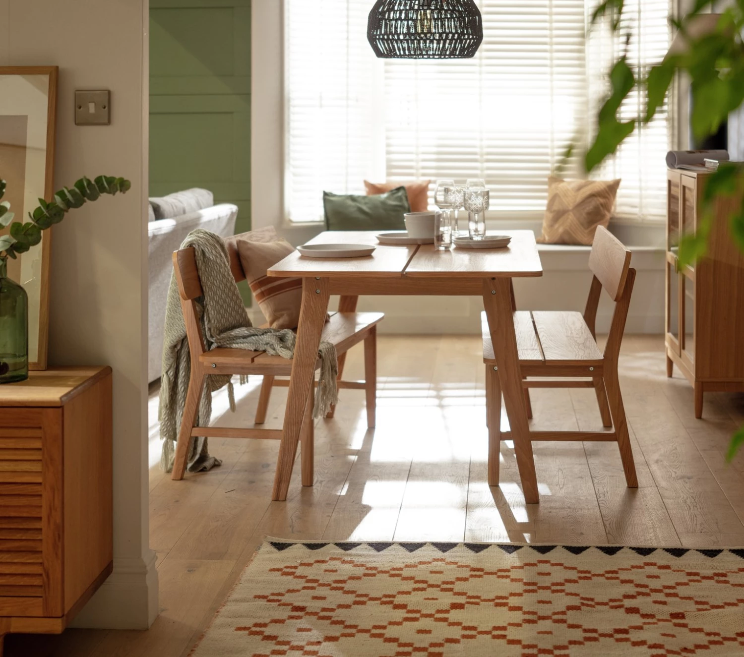 Flash Sale - Habitat Nel Wood Dining Table & 2 Oak Benches Furniture 4 Flash Sale - Habitat Nel Wood Dining Table & 2 Oak Benches Furniture - Image 2