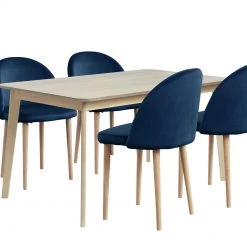 Discount - Habitat Skandi Solid Wood Dining Table & 4 Navy Chairs Dining Room Sets