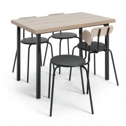 On Sale - Habitat Zayn Wood Effect Dining Table & 4 Black Chairs Furniture