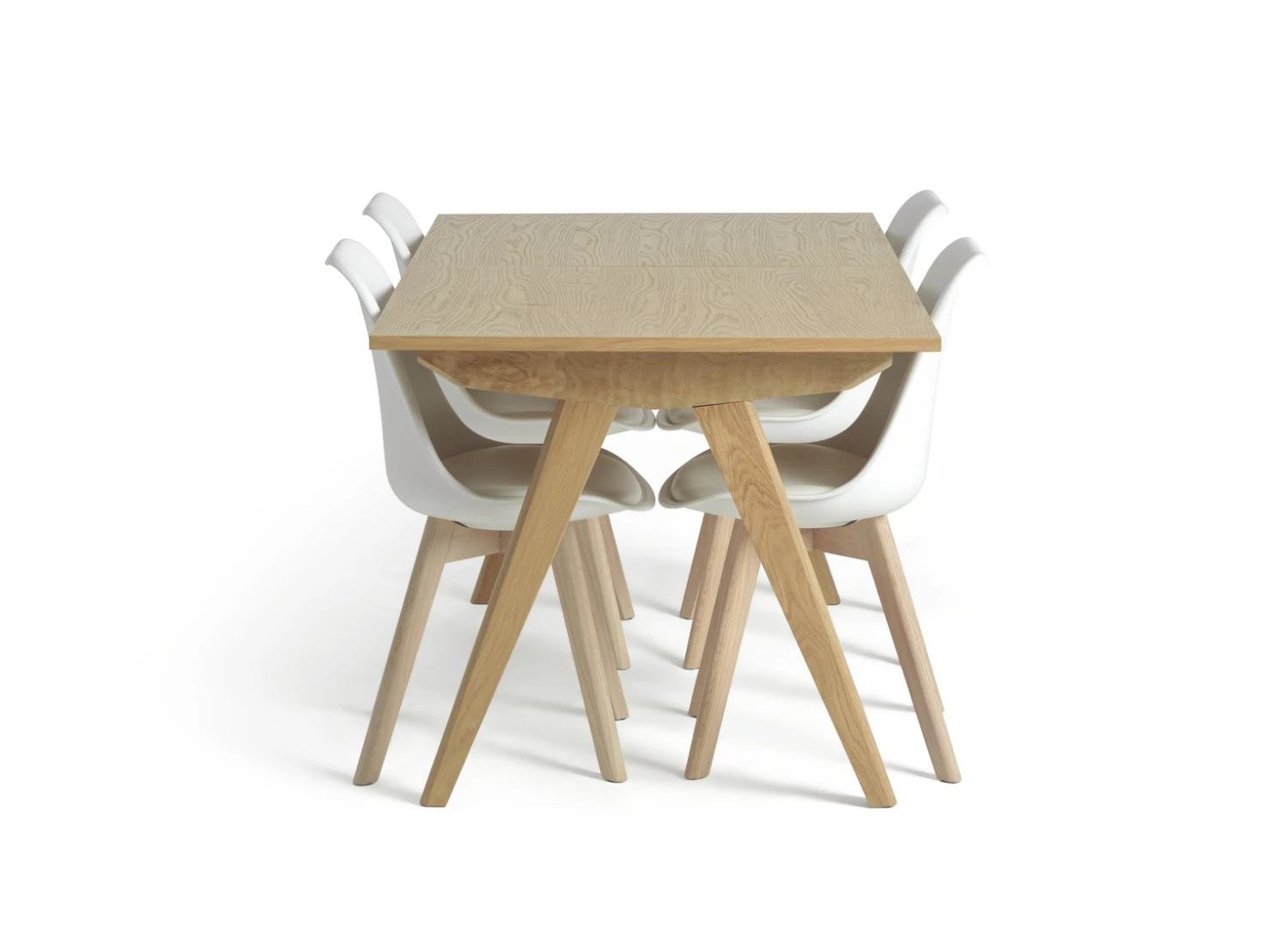 Discount - Habitat Jerry Wood Effect Extending Table & 4 White Chairs Furniture 9 Discount - Habitat Jerry Wood Effect Extending Table & 4 White Chairs Furniture - Image 7