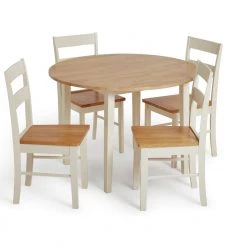 Best Price - Habitat Chicago Solid Wood Round Table & 4 Two Tone Chair Furniture