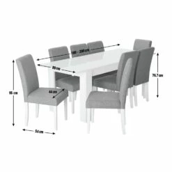 Shipping Included - Habitat Miami Gloss Extending Table & 8 Tweed Chair Grey Dining Room Sets -Dining Sales Shop unnamed file 474