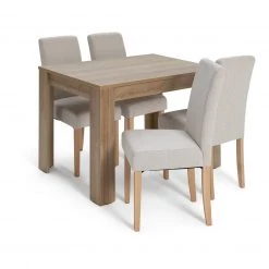 On Sale - Habitat Miami Wood Effect Dining Table & 4 Cream Chairs Furniture