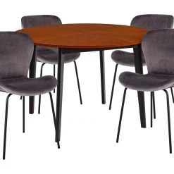 Discount - Habitat Sunny Wood Effect Dining Table & 4 Etta Grey Chairs Dining Room Sets