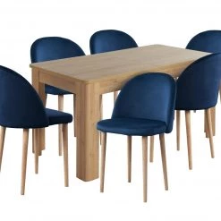 Best Price - Habitat Miami Extending Dining Table & 6 Navy Chairs Dining Room Sets