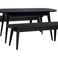 Shipping Included - Habitat Etta Wood Veneer Dining Table & 2 Black Benches Furniture