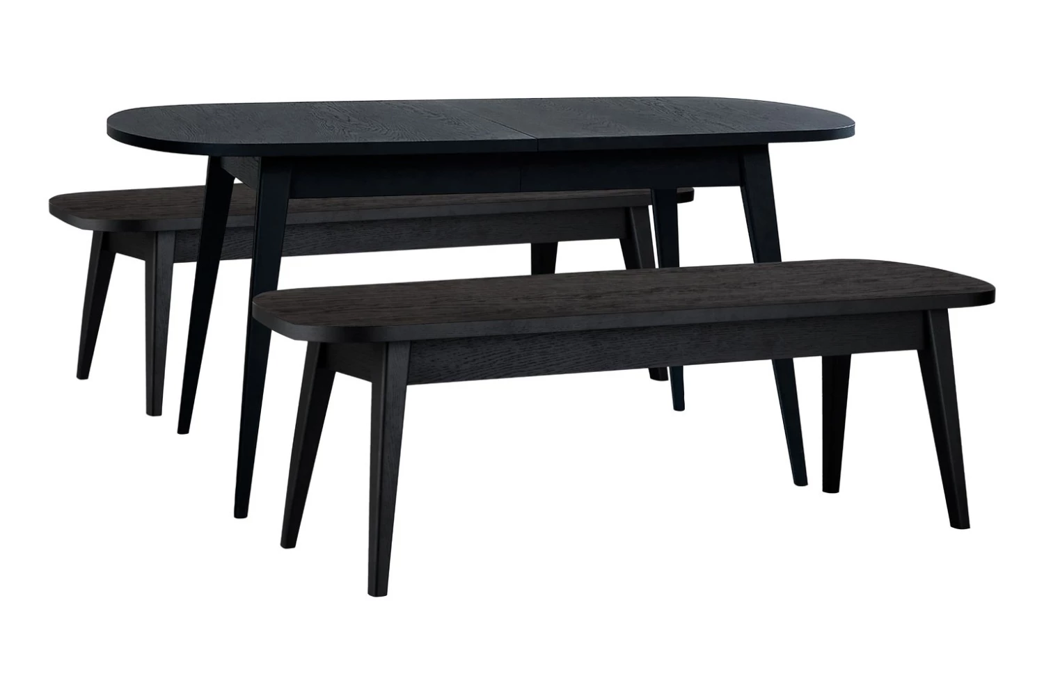 Shipping Included - Habitat Etta Wood Veneer Dining Table & 2 Black Benches Furniture 3 Shipping Included - Habitat Etta Wood Veneer Dining Table & 2 Black Benches Furniture