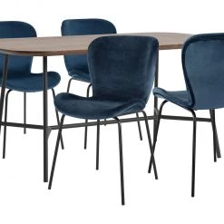 The Surprise Price - Habitat Huntington Wood Effect Dining Table & 4 Blue Chairs Dining Room Sets