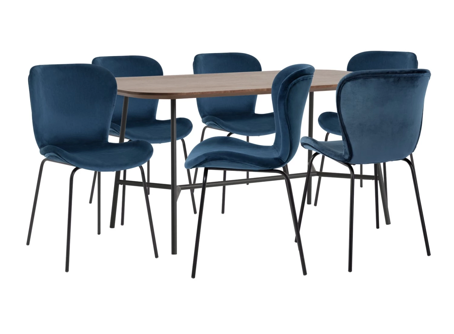 Flash Sale - Habitat Huntington Wood Effect Dining Table & 6 Blue Chairs Furniture 3 Flash Sale - Habitat Huntington Wood Effect Dining Table & 6 Blue Chairs Furniture