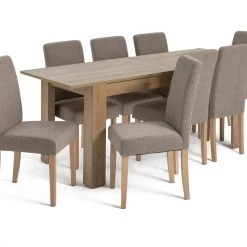 On Sale - Habitat Miami Wood Effect Dining Table & 8 Brown Chairs Furniture