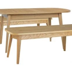 Shipping Included - Habitat Etta Wood Veneer Dining Table & 2 Oak Benches Furniture