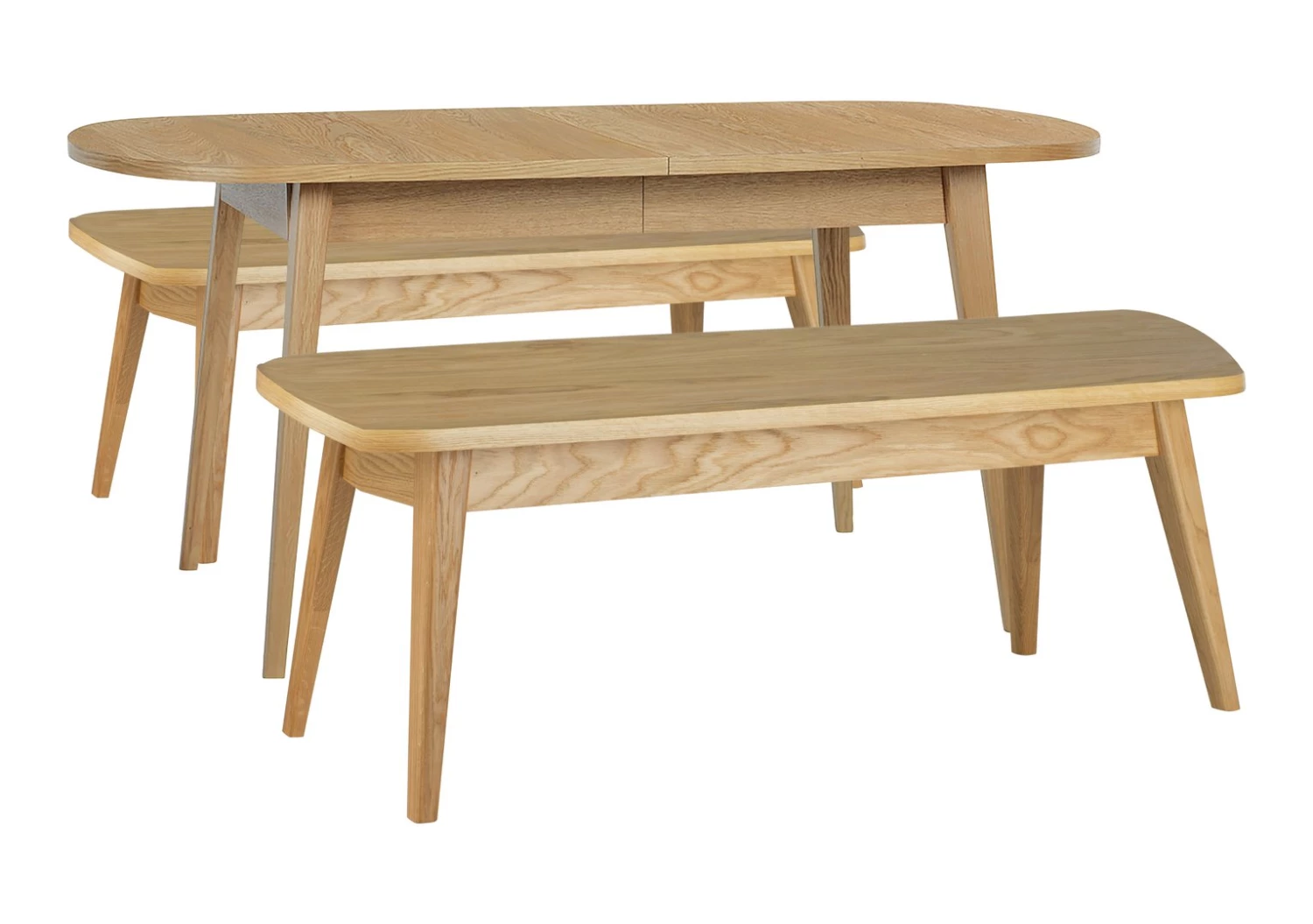 Shipping Included - Habitat Etta Wood Veneer Dining Table & 2 Oak Benches Furniture 3 Shipping Included - Habitat Etta Wood Veneer Dining Table & 2 Oak Benches Furniture
