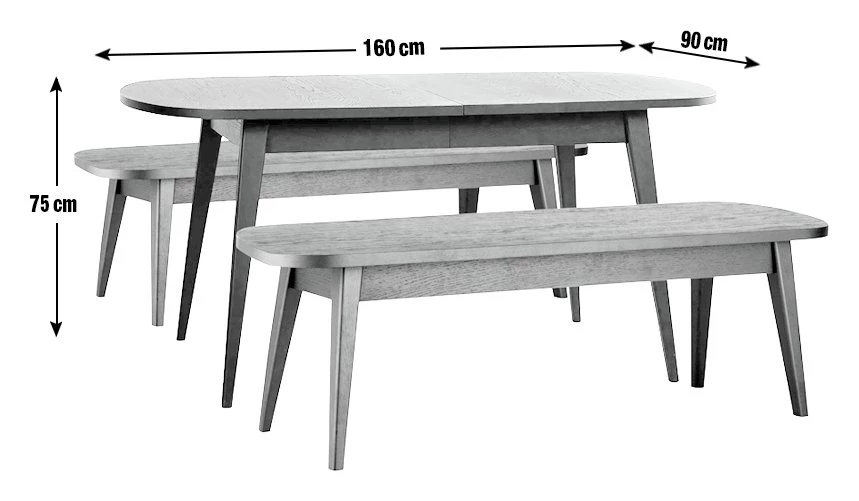 Shipping Included - Habitat Etta Wood Veneer Dining Table & 2 Oak Benches Furniture 5 Shipping Included - Habitat Etta Wood Veneer Dining Table & 2 Oak Benches Furniture - Image 3