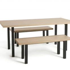 The Surprise Price - Habitat Zayn Wood Effect Dining Table & 2 Benches Ash Space Saving Dining Sets