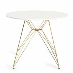 Best Price - Habitat Maddix Round 4 Seater Dining Table Brass & White Dining Tables -Dining Sales Shop unnamed file 818