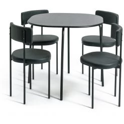 Shipping Included - Habitat Jayla Wood Effect Dining Table & 4 Black Chairs Furniture